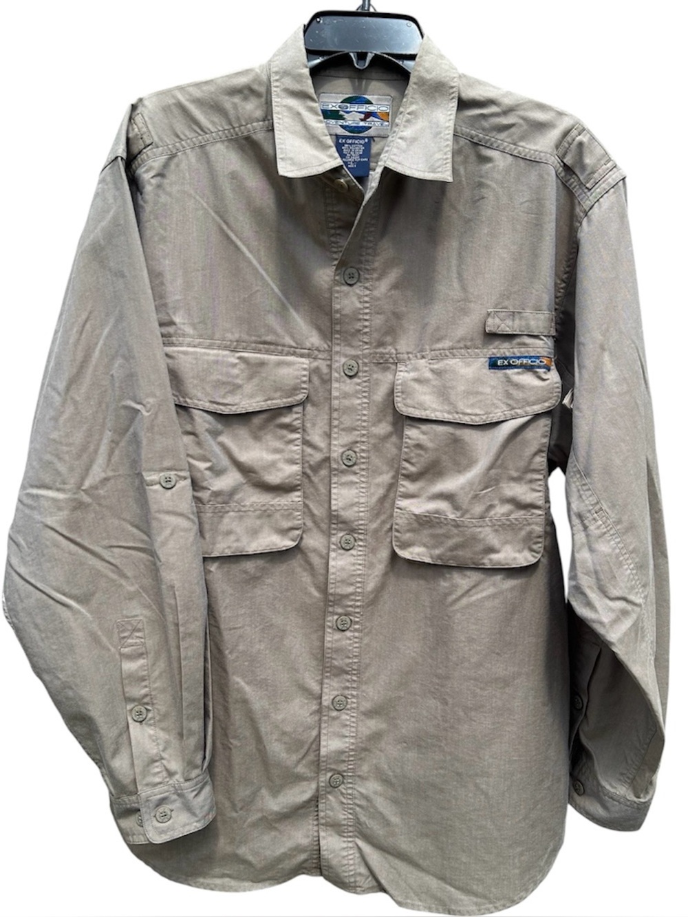 NWOT Ex Officio Khaki Vented Long Sleeve Tan Outdoor Military NEW Shirt Size L